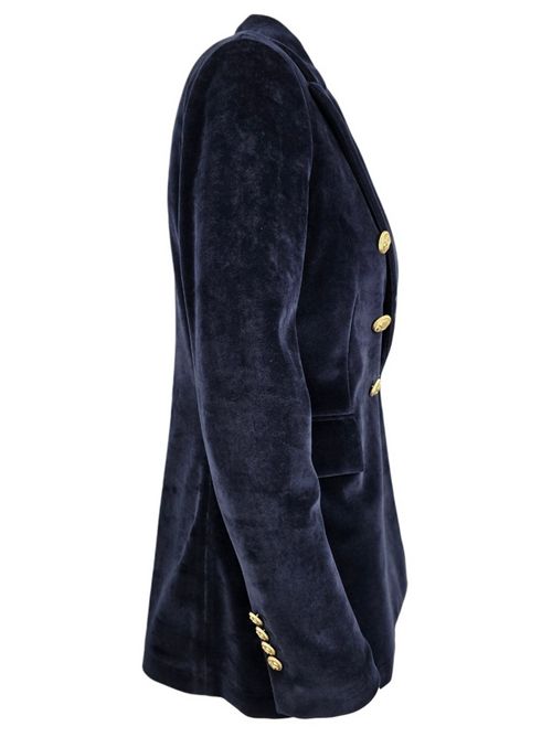 giacca donna doppiopetto in velluto liscio blu Circolo 1901 | FD3623G012
